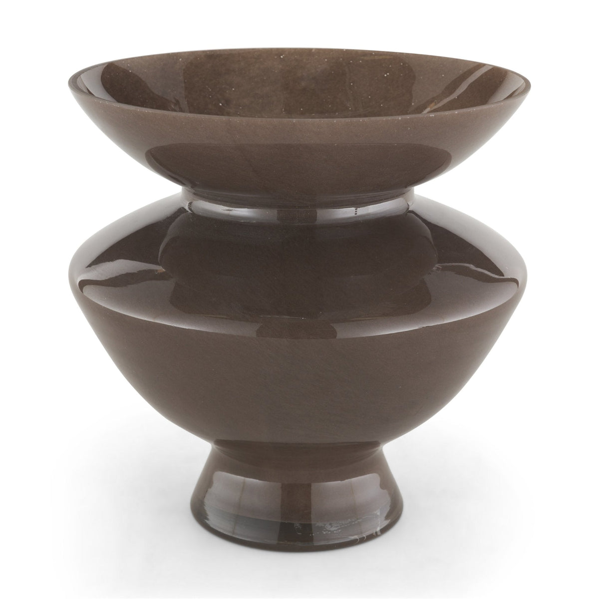 Bruna Wide Mouth Geometric Brown Glass Vase by Mercana at Eve Furniture