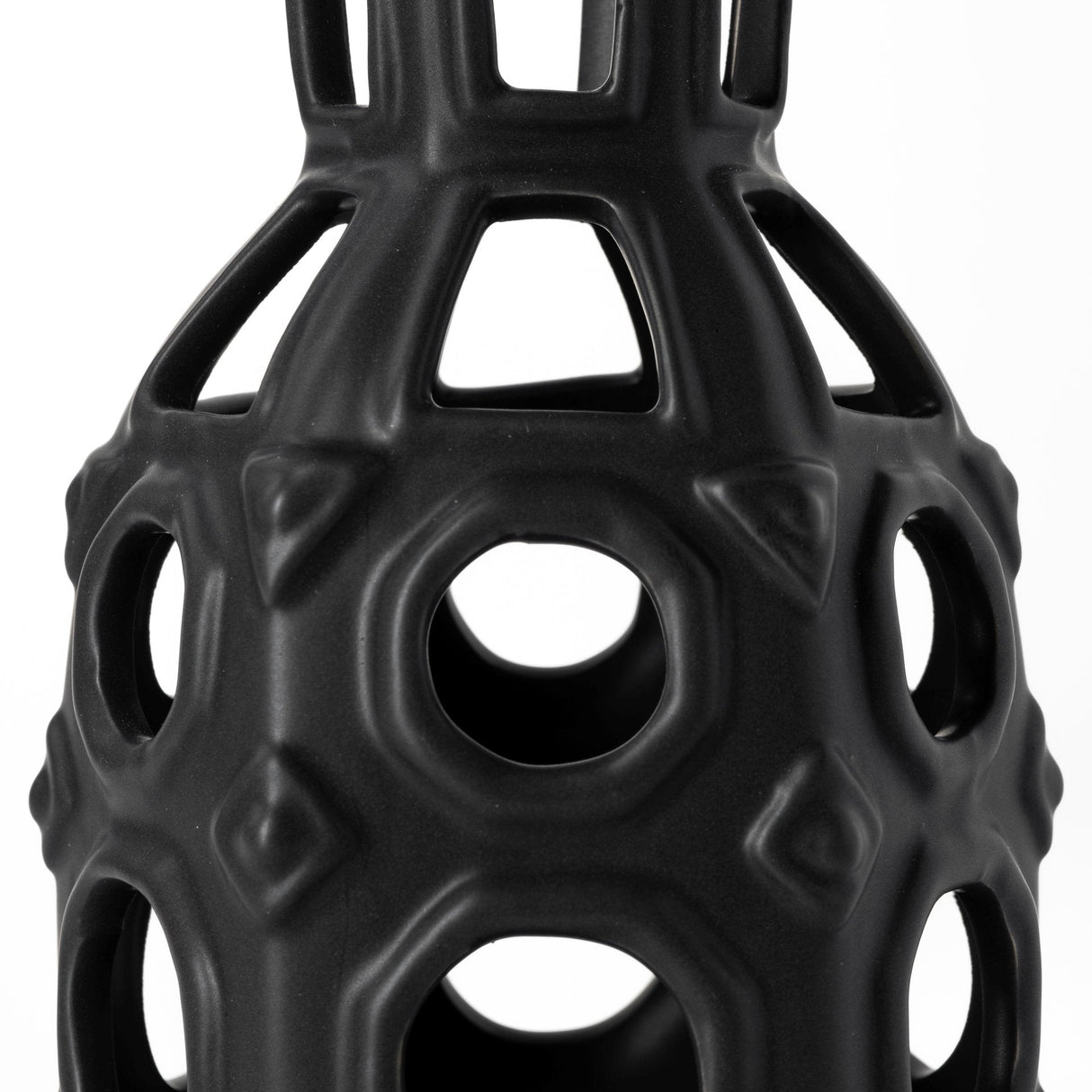 Brunel Small Black Drum-Shaped Ceramic Vase by Mercana at Eve Furniture