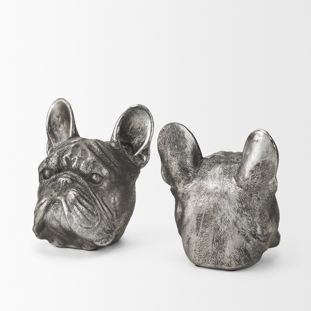 Bruno (Set of 2) Silver American Bulldog Bookends by Mercana at Eve Furniture