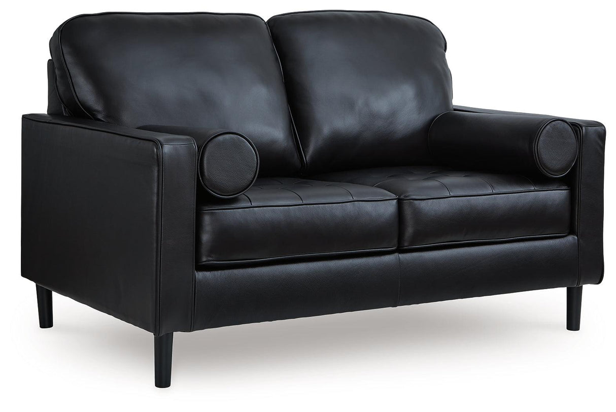 Bryceview Onyx Leather Loveseat by Ashley at Eve Furniture