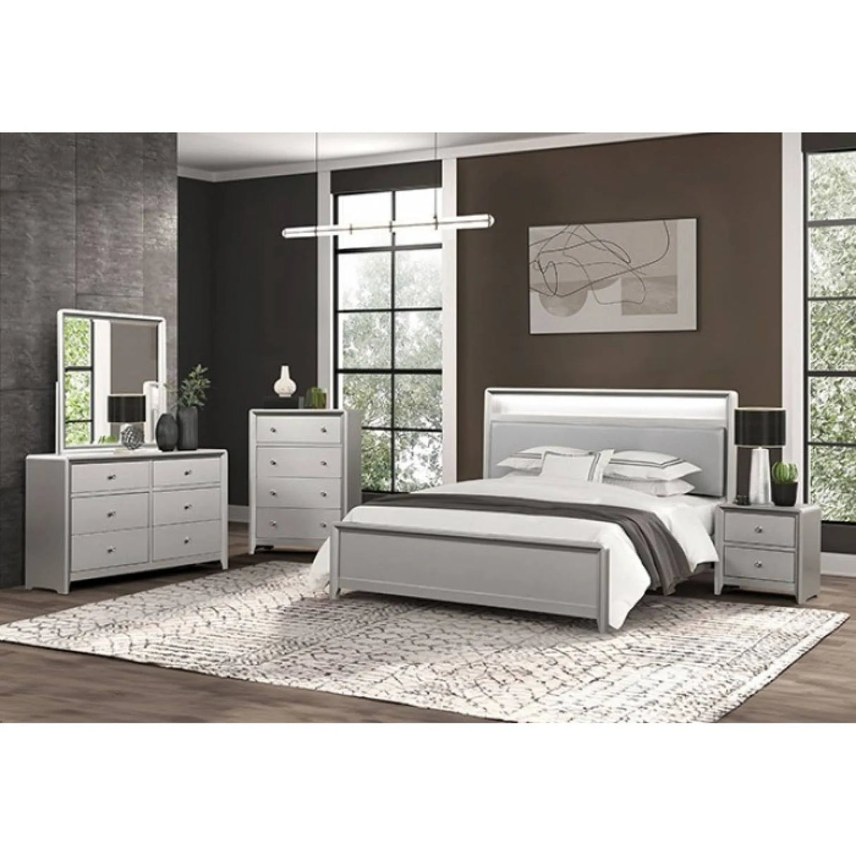 Bryne Champagne 5-Piece Queen Bedroom Set by Furniture of America at Eve Furniture