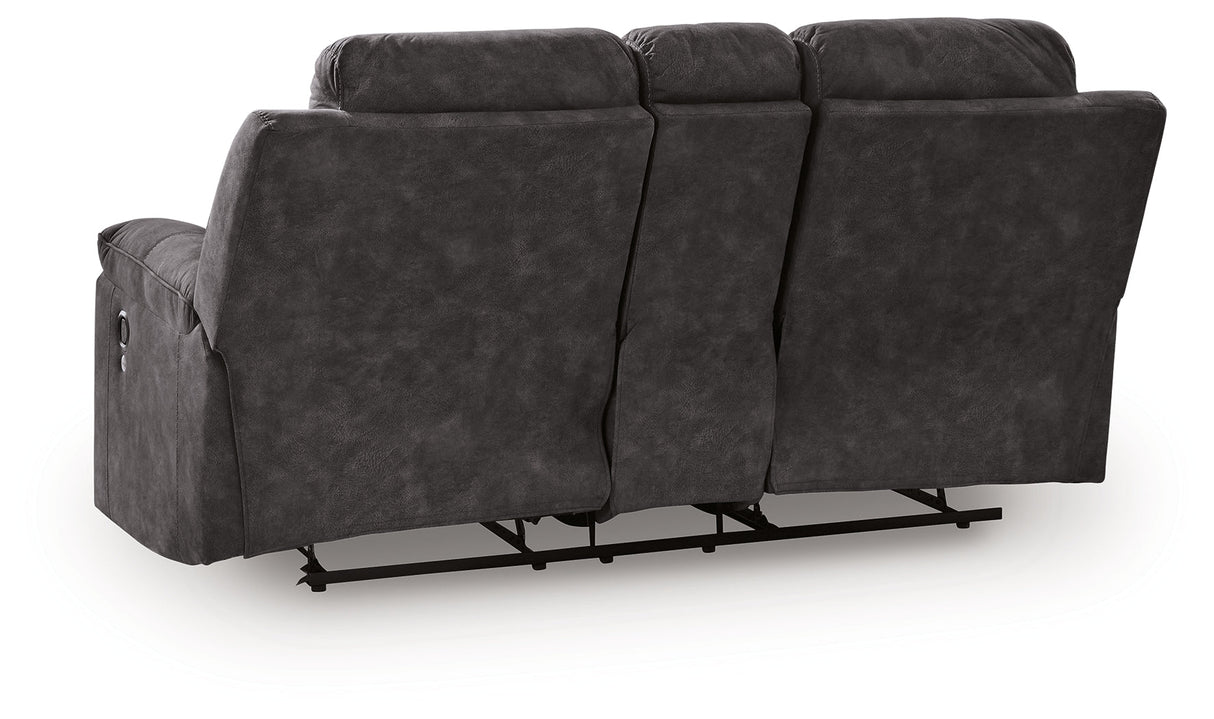 Brysonview Charcoal Reclining Loveseat with Console by Ashley at Eve Furniture