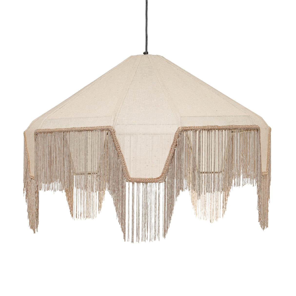 Buchanan Fabric Fringed Angled Pendant Light by TOV Furniture at Eve Furniture