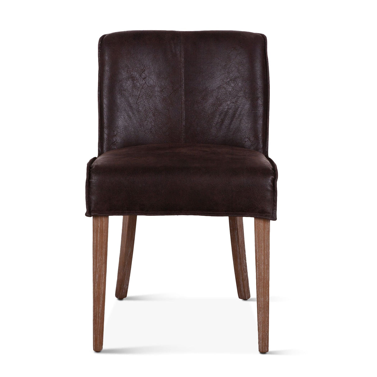 Buddy 20" Dining Chair in Dark Brown Leather with Natural Legs, Set of 2 by Home Trends & Design at Eve Furniture