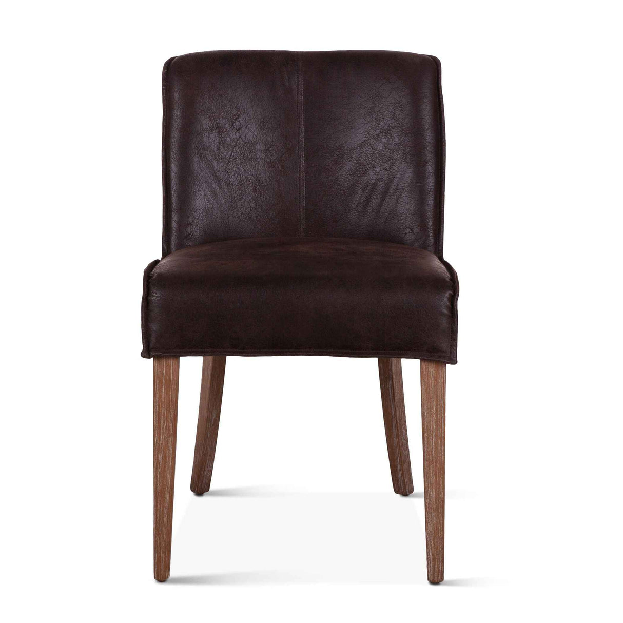Buddy 20" Dining Chair in Dark Brown Leather with Natural Legs, Set of 2 by Home Trends & Design at Eve Furniture