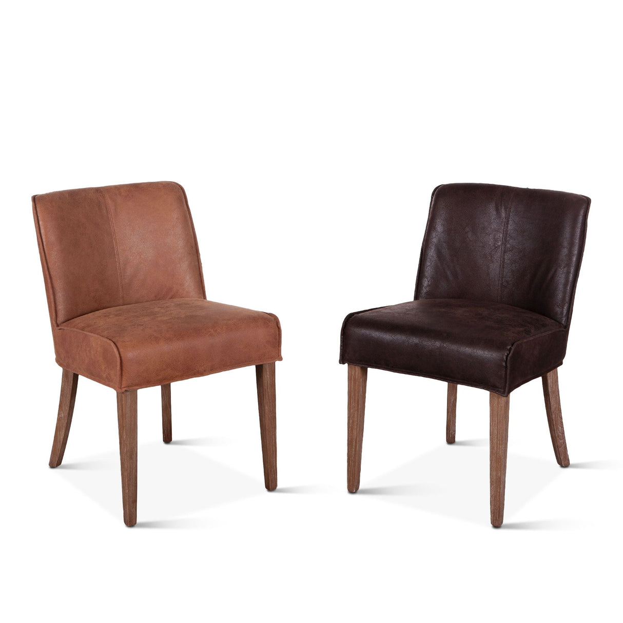 Buddy 20" Dining Chair in Dark Brown Leather with Natural Legs, Set of 2 by Home Trends & Design at Eve Furniture