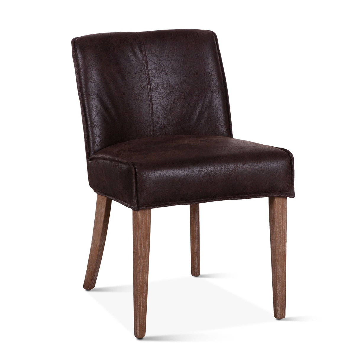 Buddy 20" Dining Chair in Dark Brown Leather with Natural Legs, Set of 2 by Home Trends & Design at Eve Furniture