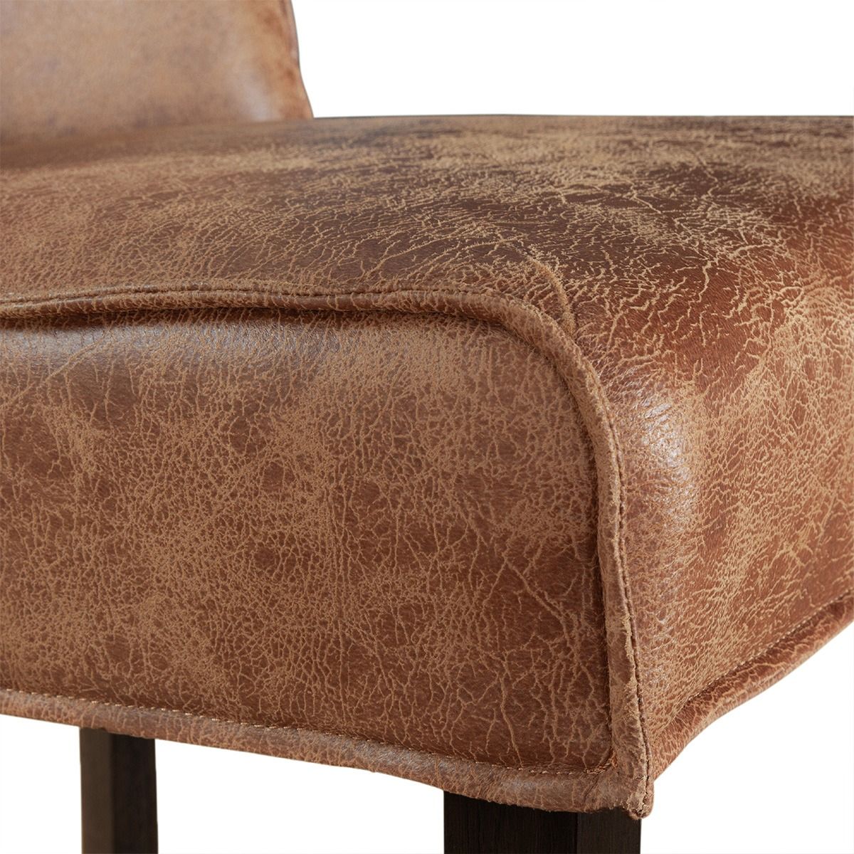 Buddy 20" Dining Chair in Tan Leather with Matte Brown Legs by Home Trends & Design at Eve Furniture