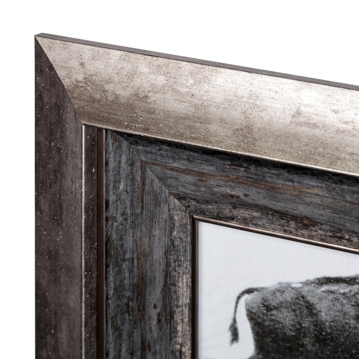 Buffalo Walking by Eadweard Muybridge Hand Embellished Textured Framed Art Print Matted under Glass by Mercana at Eve Furniture