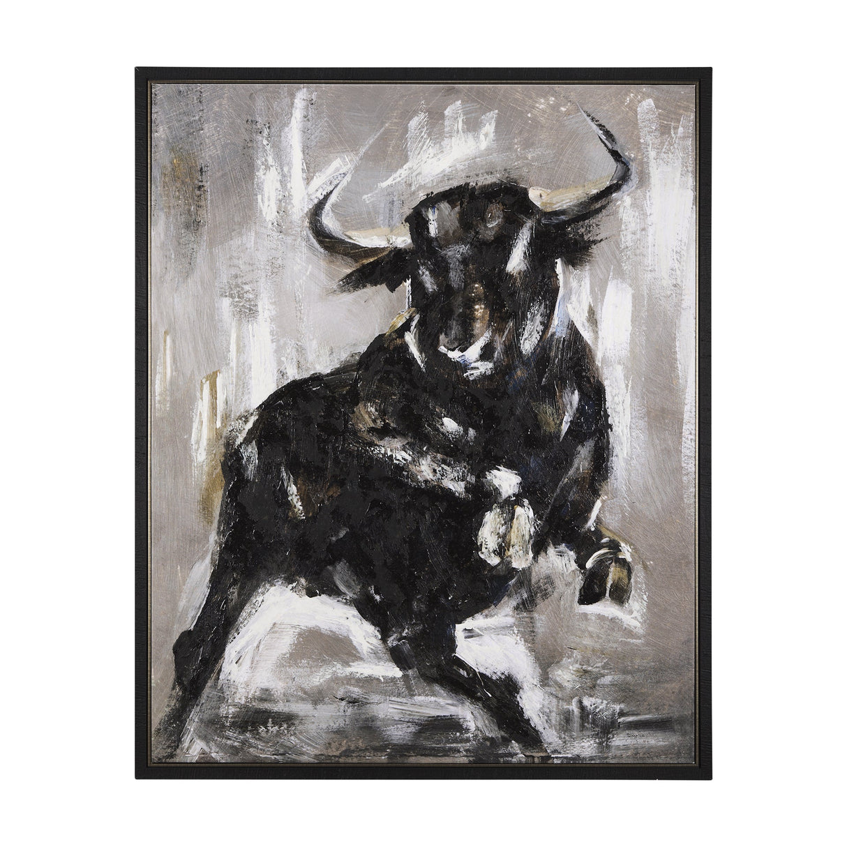 Bull by Mercana Studio a Hand Embellished Textured Framed Canvas by Mercana at Eve Furniture