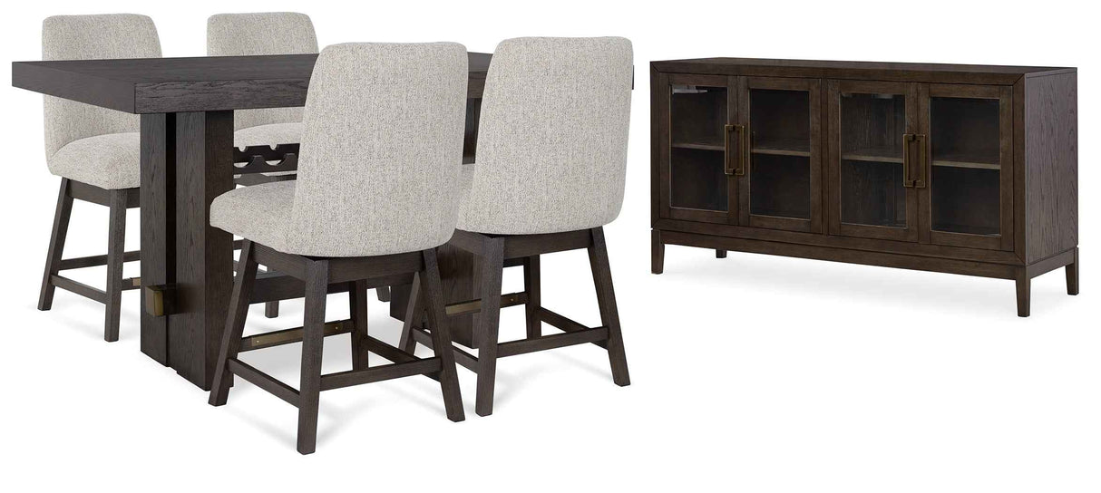 Burkhaus Dark Brown Counter Height Set with Server by Ashley at Eve Furniture