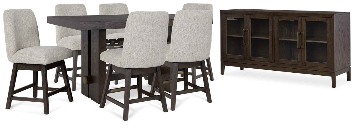 Burkhaus Dark Brown Counter Height Set with Server by Ashley at Eve Furniture
