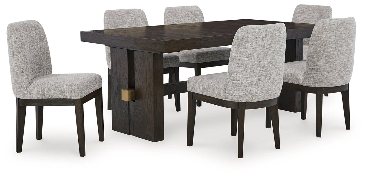 Burkhaus Dark Brown Dining Table and 6 Chairs by Ashley at Eve Furniture