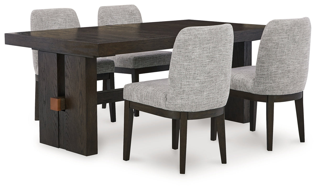 Burkhaus Dark Brown Dining Table and 8 Chairs by Ashley at Eve Furniture