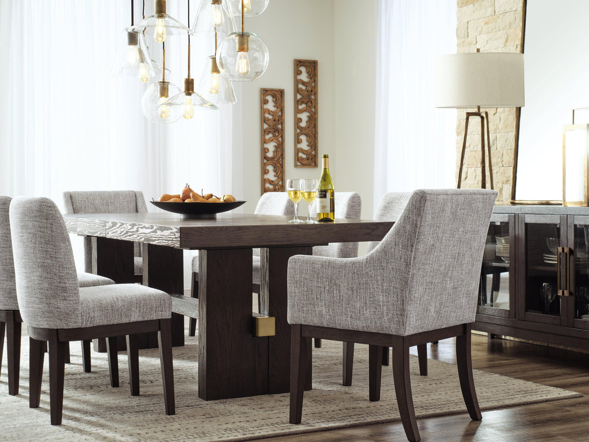 Burkhaus Dark Brown Dining Table and 8 Chairs by Ashley at Eve Furniture