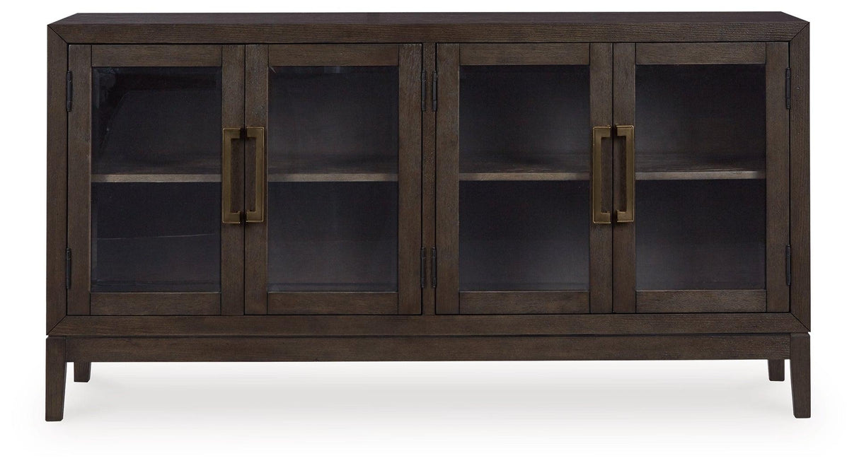 Burkhaus Dark Brown Dining Table and 8 Chairs with Server by Ashley at Eve Furniture