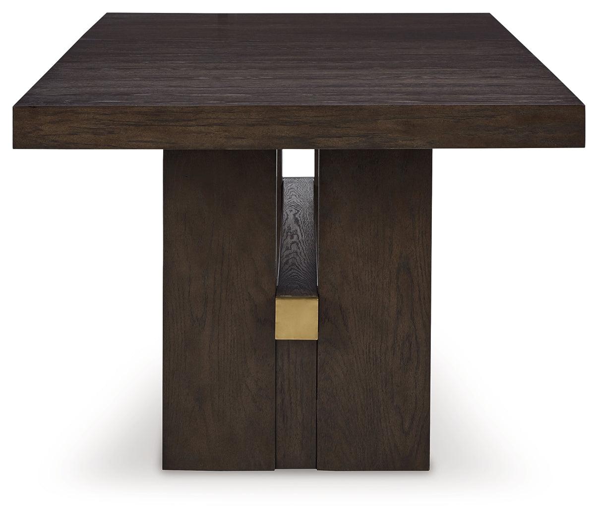 Burkhaus Dark Brown Dining Table and 8 Chairs with Server by Ashley at Eve Furniture