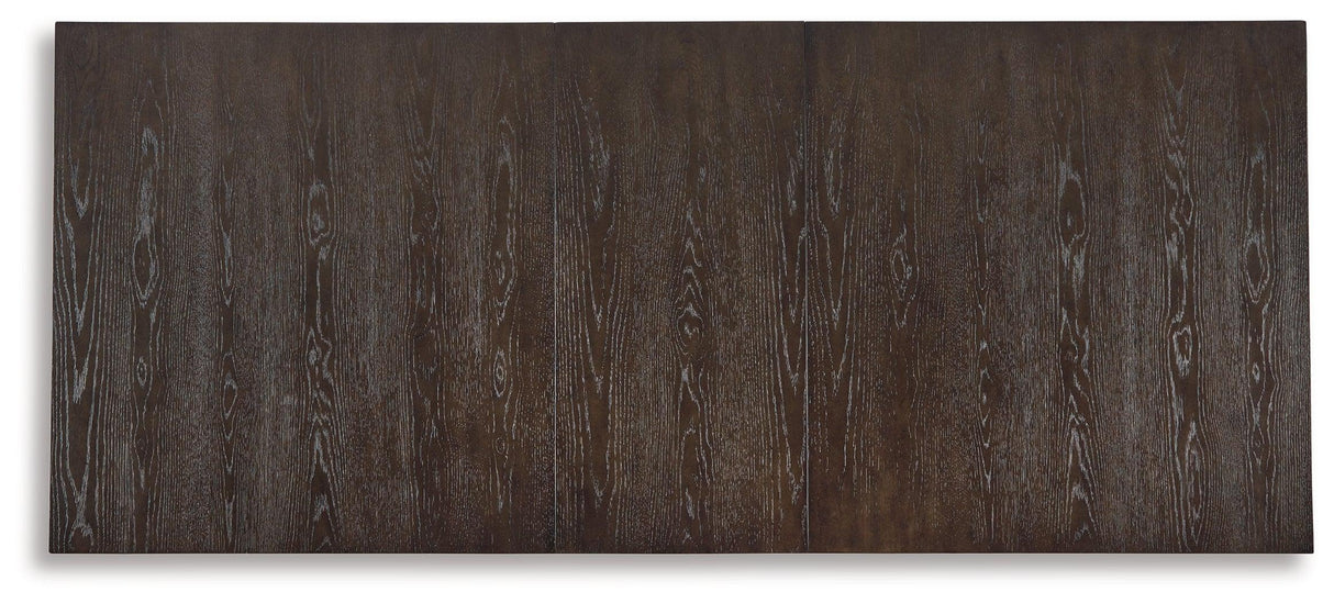 Burkhaus Dark Brown Dining Table and 8 Chairs with Server by Ashley at Eve Furniture