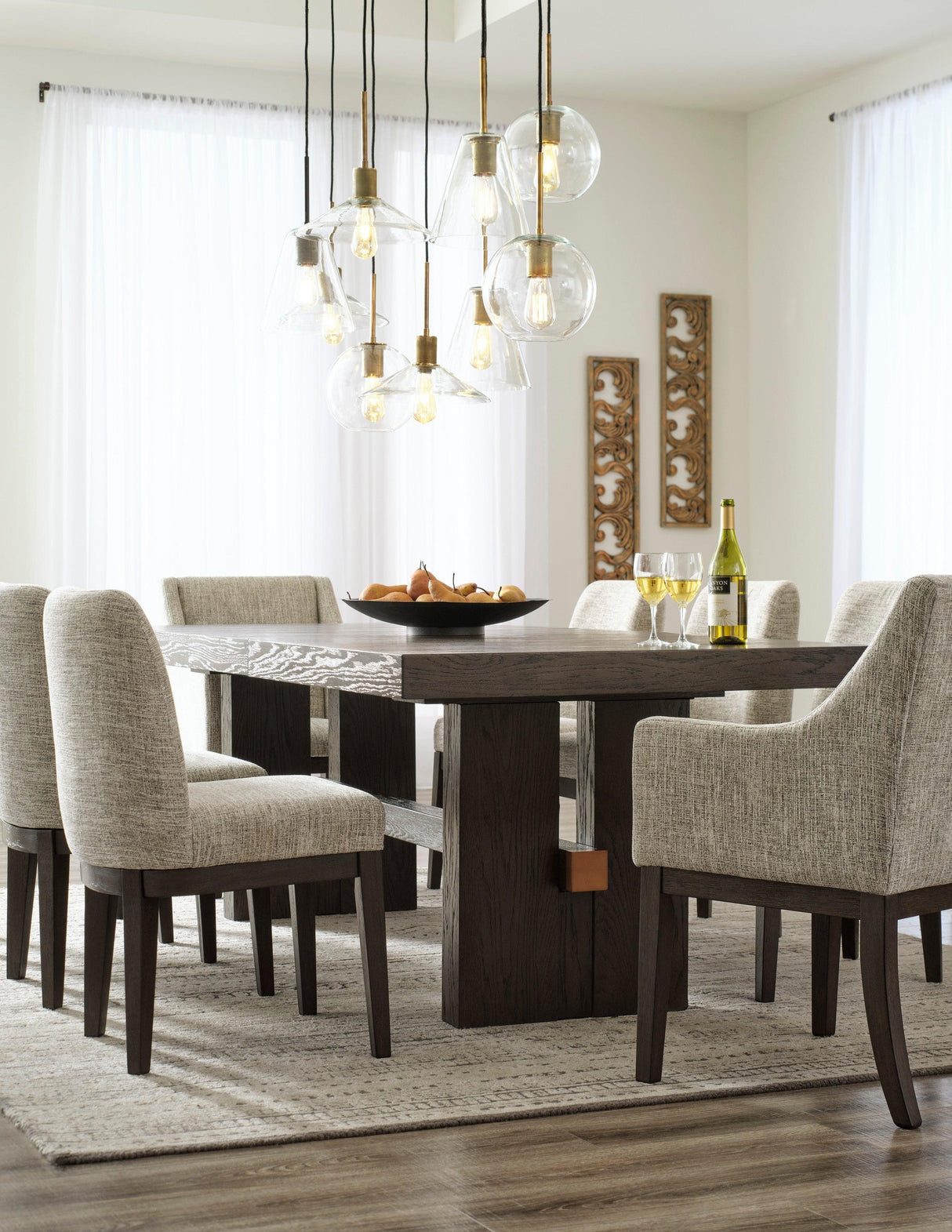 Burkhaus Dark Brown Extendable Dining Set by Ashley at Eve Furniture