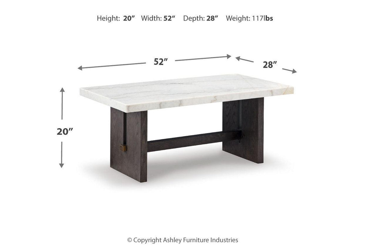 Burkhaus White/Dark Brown Coffee Table and 2 Ends by Ashley at Eve Furniture