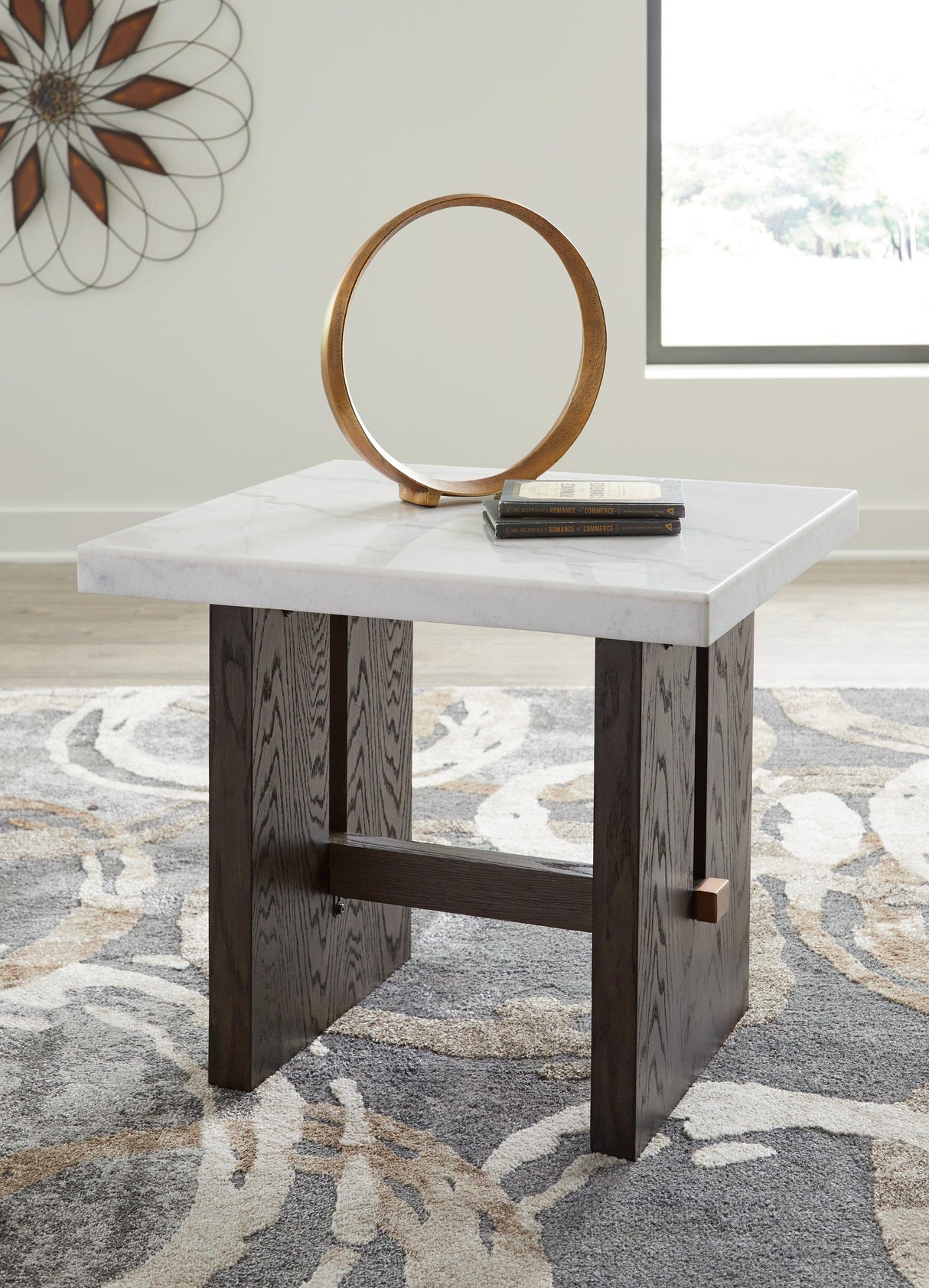 Burkhaus White/Dark Brown End Table by Ashley at Eve Furniture