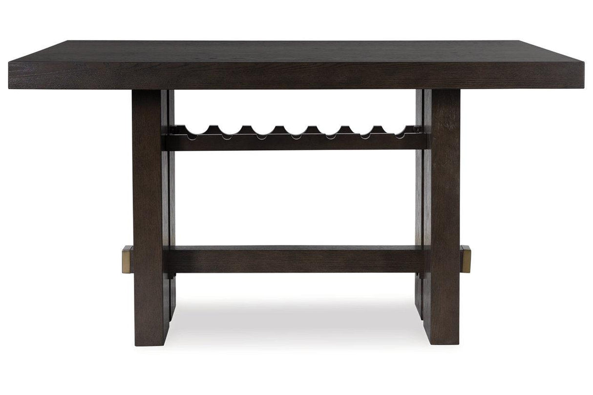 Burkhaus Dark Brown Counter Height Dining Table and 4 Barstools by Ashley at Eve Furniture