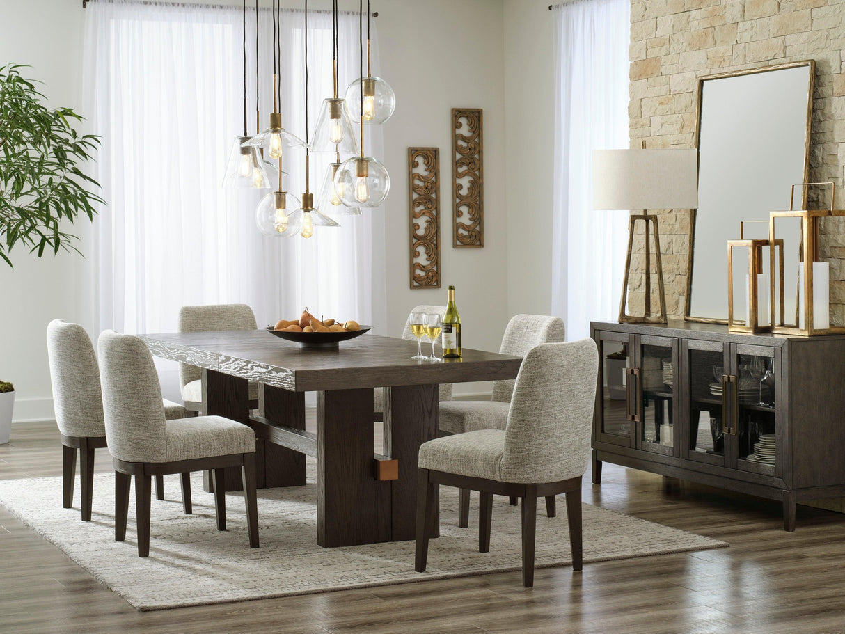 Burkhaus Dark Brown Extendable Dining Set by Ashley at Eve Furniture