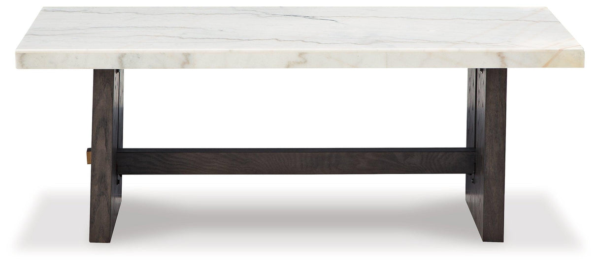 Burkhaus White/Dark Brown Coffee Table by Ashley at Eve Furniture