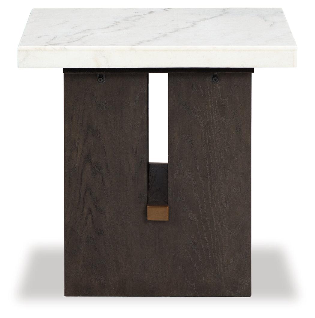 Burkhaus White/Dark Brown End Table by Ashley at Eve Furniture