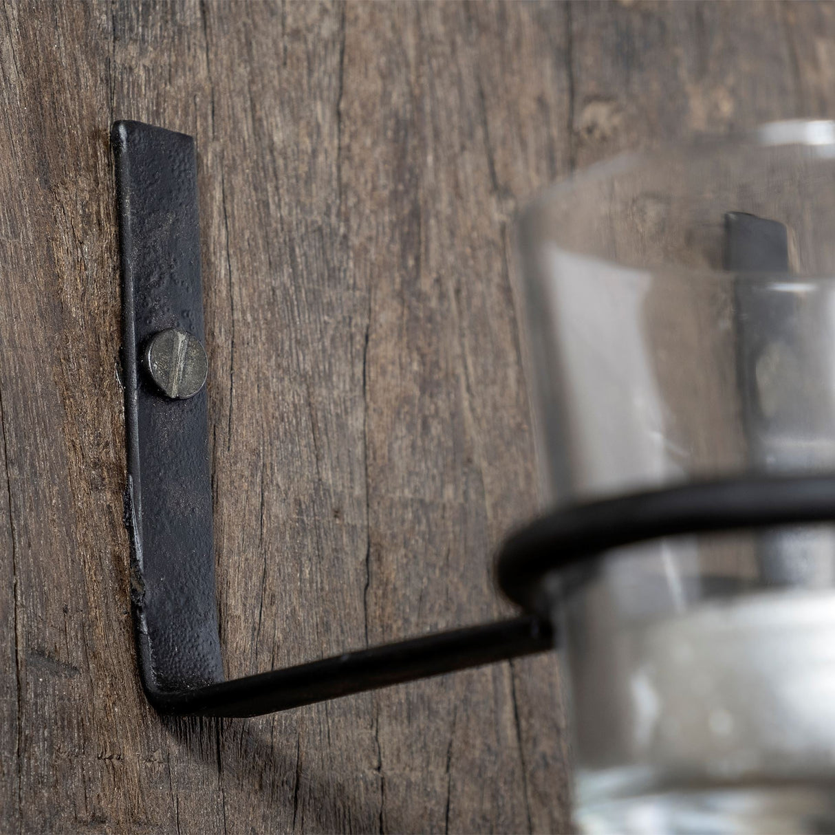 Burlington Brown Reclaimed Wood 10 Metal Ring Wall Candle Holder by Mercana at Eve Furniture