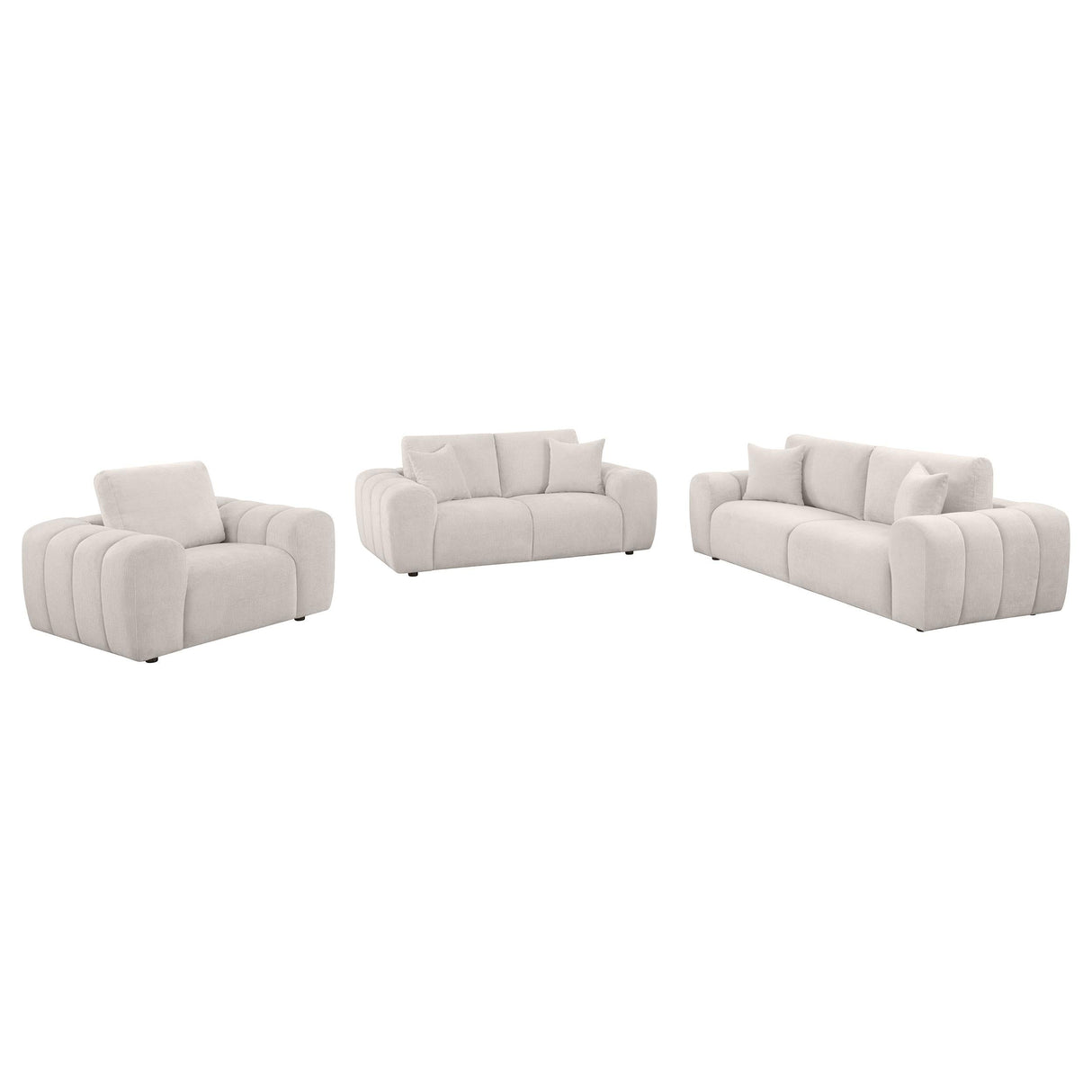 Burnett Ivory 3-piece Chenille Upholstered Sofa Set by Coaster at Eve Furniture