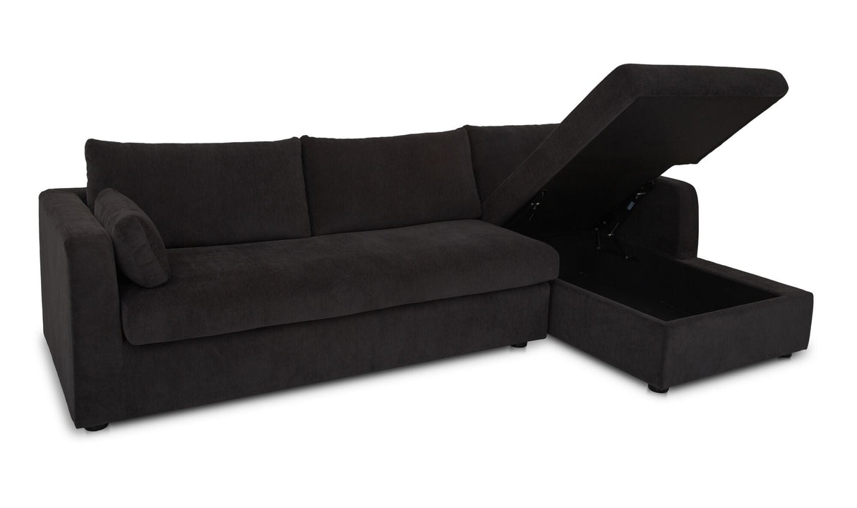 Burrow Sleeper Sectional With Storage Chaise Black by Moe's Home at Eve Furniture