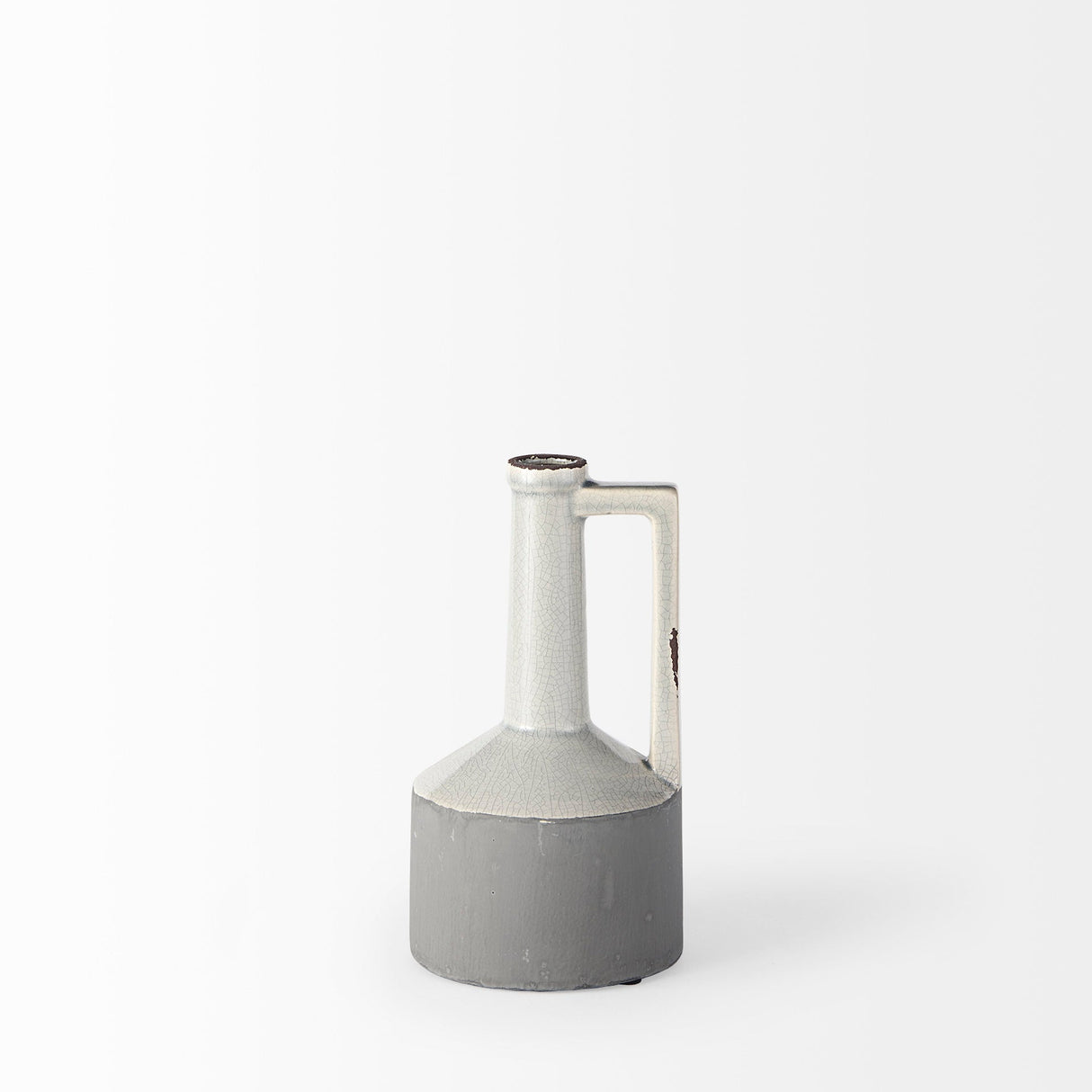 Burton 10.2H Small Two Tone Gray Ceramic Jug Vase by Mercana at Eve Furniture
