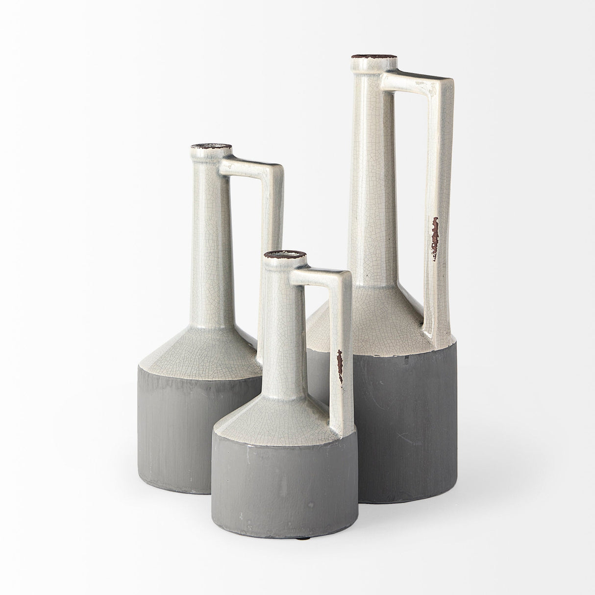 Burton 10.2H Small Two Tone Gray Ceramic Jug Vase by Mercana at Eve Furniture