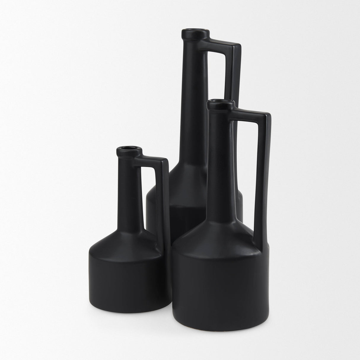 Burton 10.8H Small Matte Black Ceramic Jug Vase by Mercana at Eve Furniture