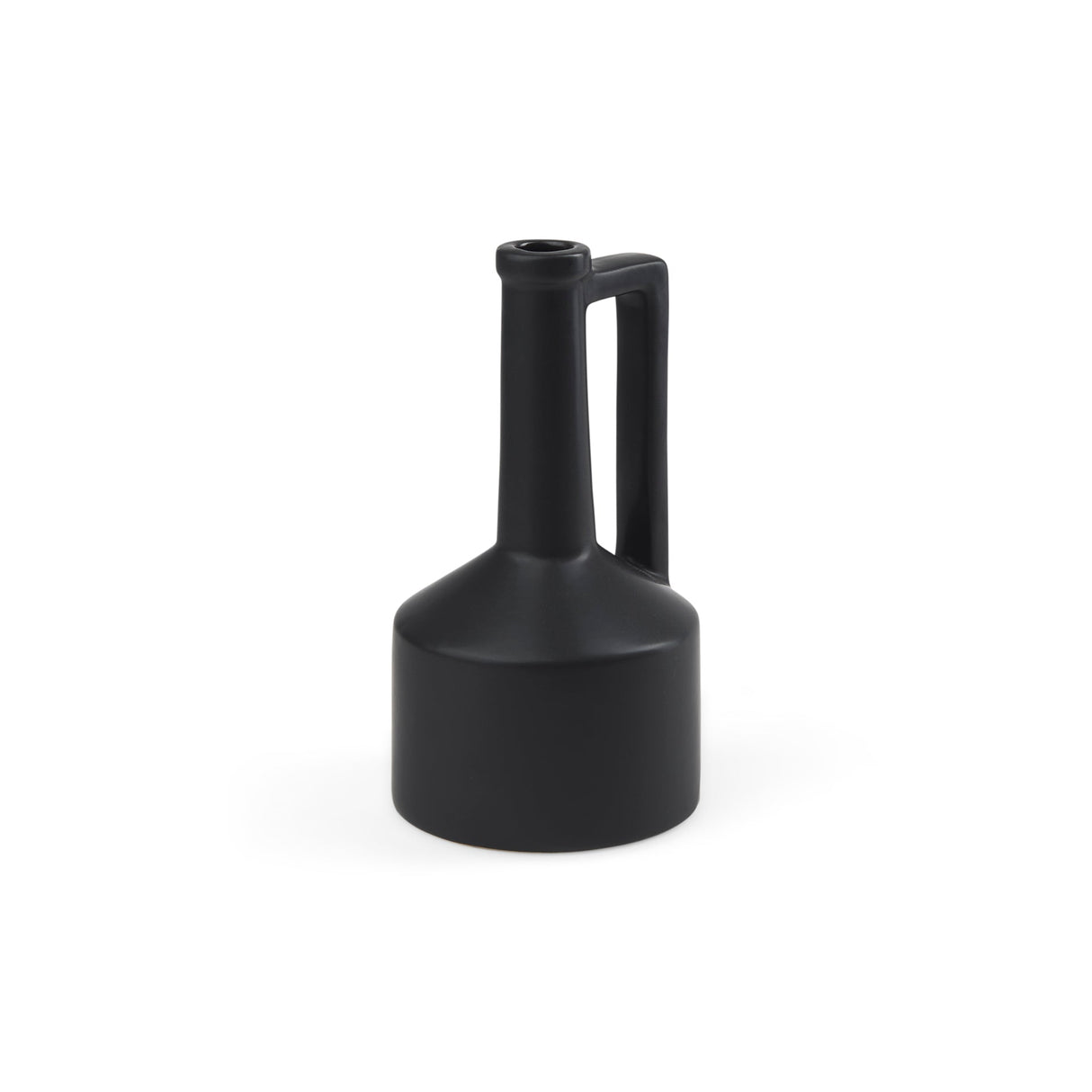 Burton 10.8H Small Matte Black Ceramic Jug Vase by Mercana at Eve Furniture