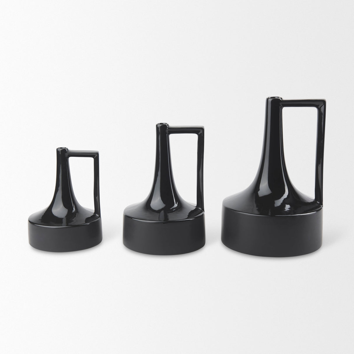 Burton 11.6H Medium Glossy and Matte Black Ceramic Jug Vase by Mercana at Eve Furniture