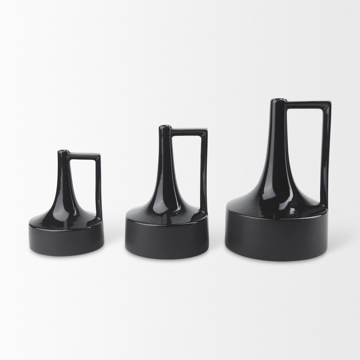 Burton 13.1H Large Glossy and Matte Black Ceramic Jug Vase by Mercana at Eve Furniture