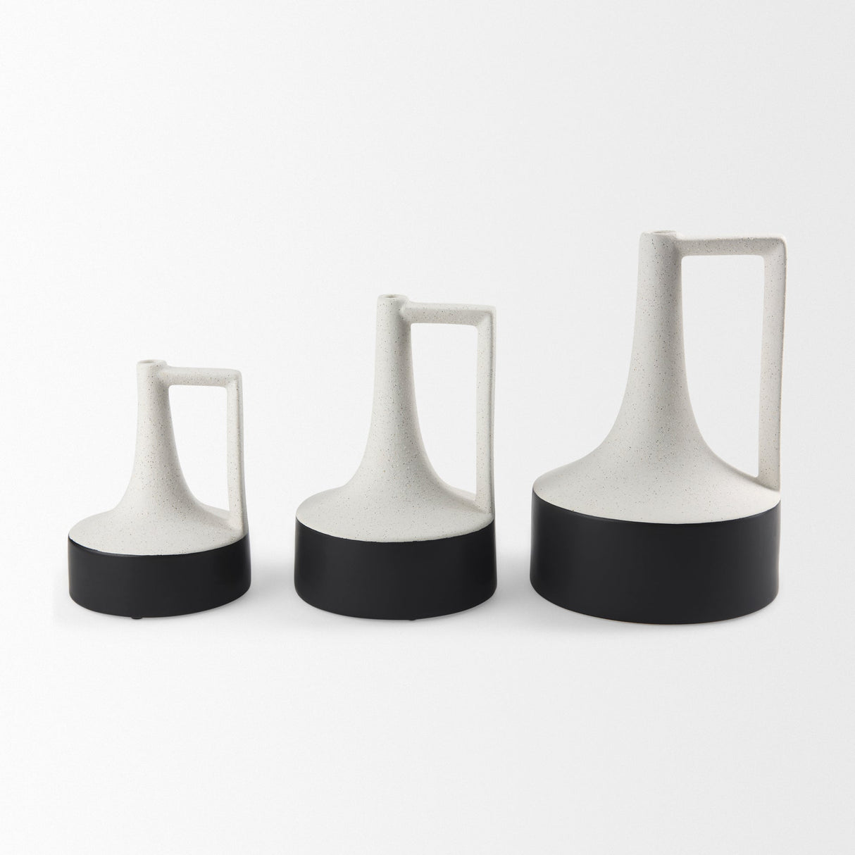 Burton 8.3H Small White and Black Ceramic Jug Vase by Mercana at Eve Furniture