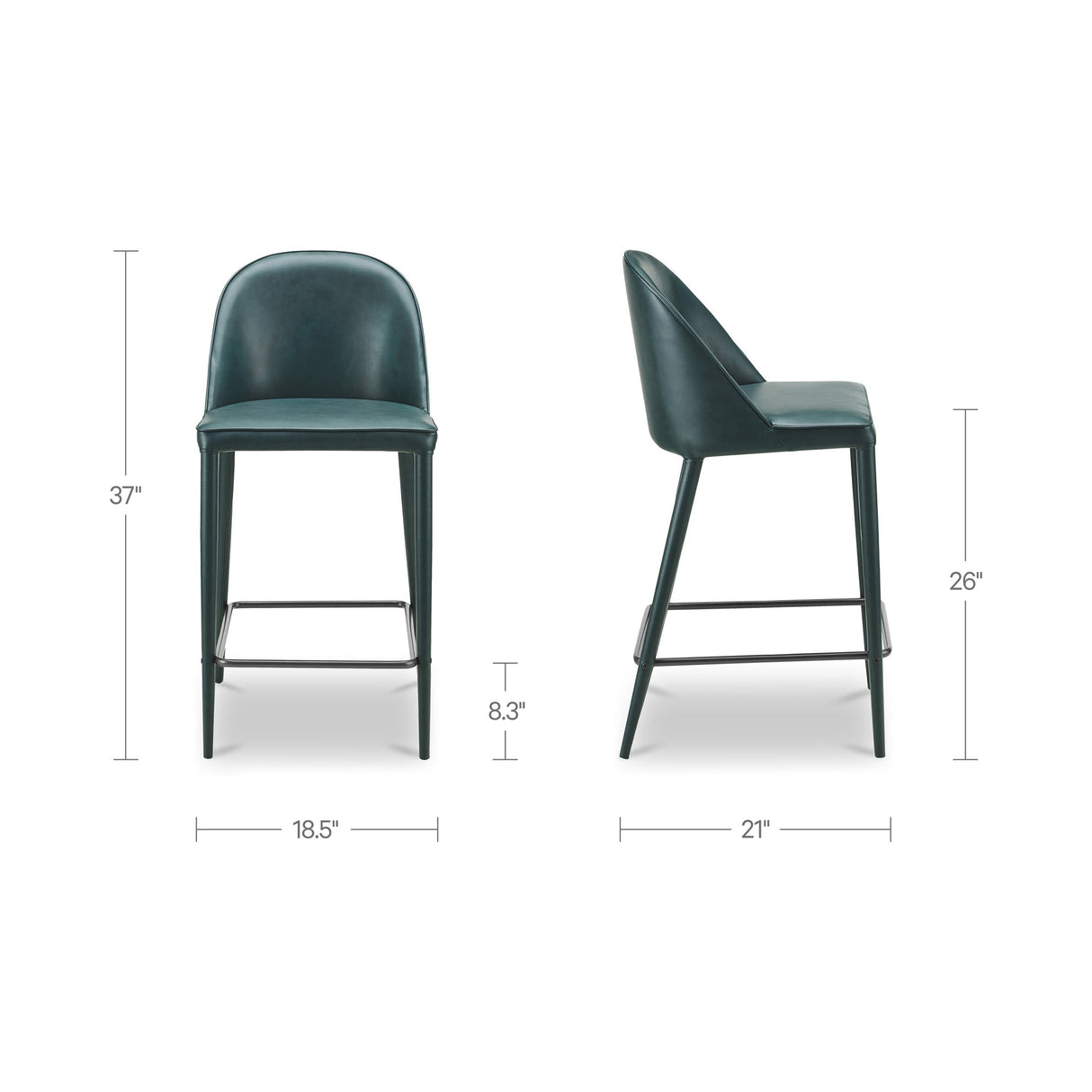 Burton Dark Teal Vegan Leather Counter Stool by Moe's Home at Eve Furniture