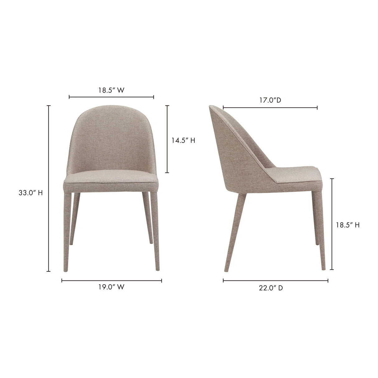 Burton Light Grey Dining Chair (Set of 2) by MOES at Eve Furniture