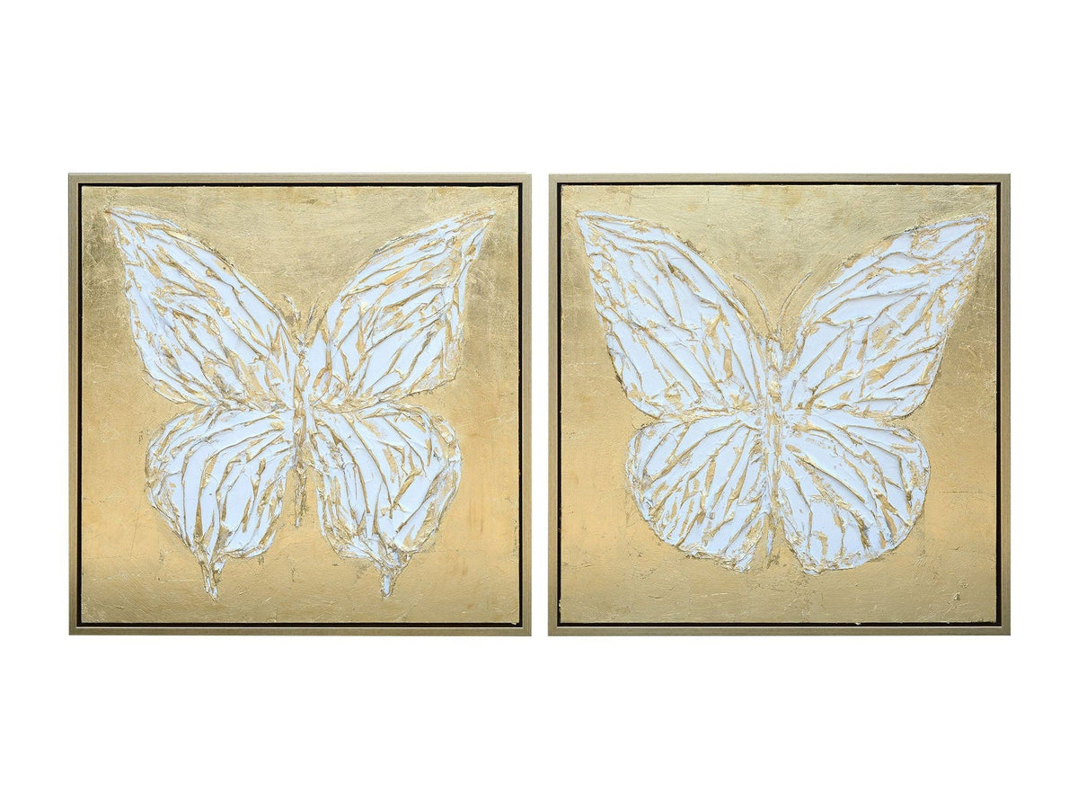 Butterfly Fly Away Gold/White Canvas by Crestview at Eve Furniture