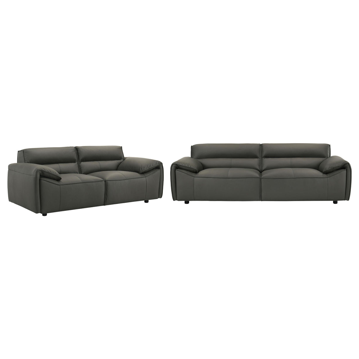 Buxton Graphite 2-Piece Leather Upholstered Living Room Set by Coaster at Eve Furniture