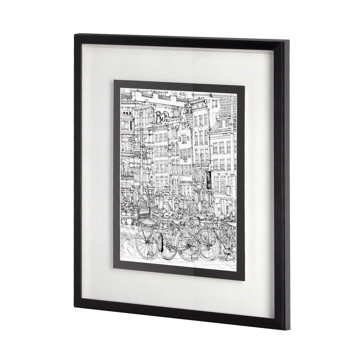 B&W City Scene I by Melissa Wang a Hand Embellished Textured Framed Art Print Matted under Glass by Mercana at Eve Furniture