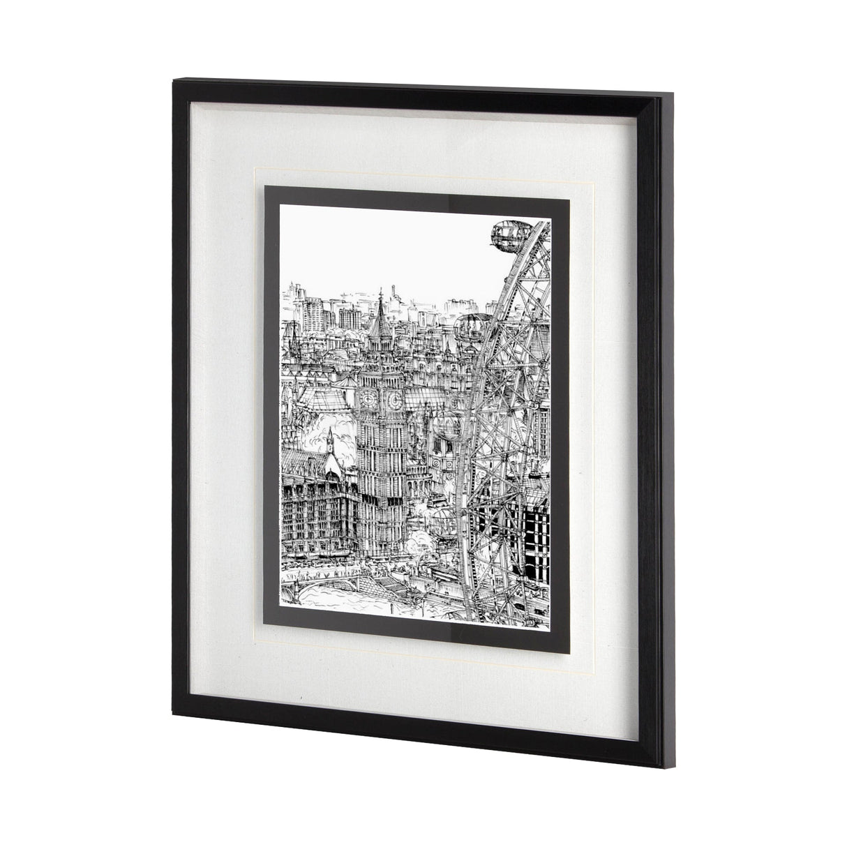 B&W City Scene IV by Melissa Wang a Hand Embellished Textured Framed Art Print Matted under Glass by Mercana at Eve Furniture
