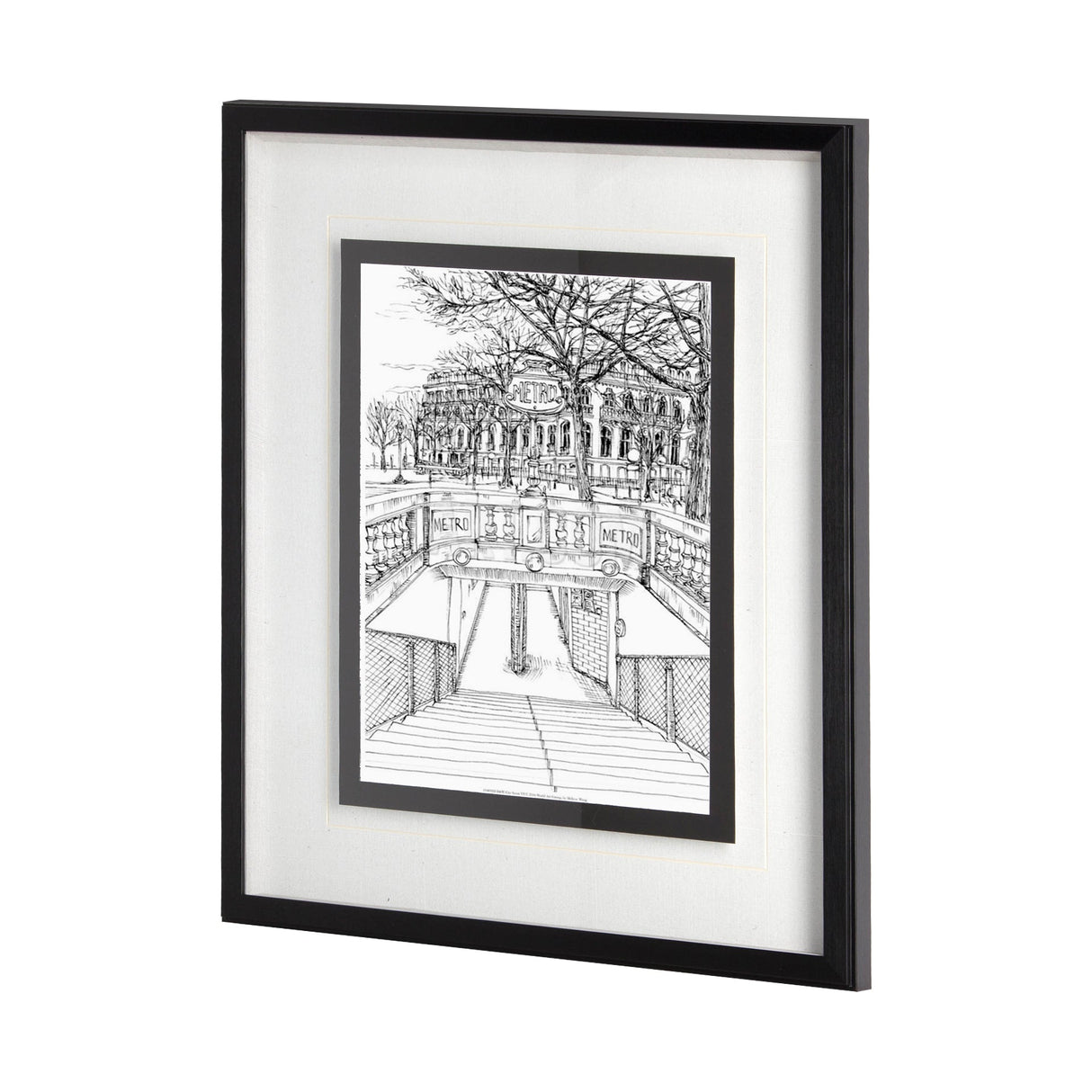 B&W City Scene VI by Melissa Wang a Hand Embellished Textured Framed Art Print Matted under Glass by Mercana at Eve Furniture