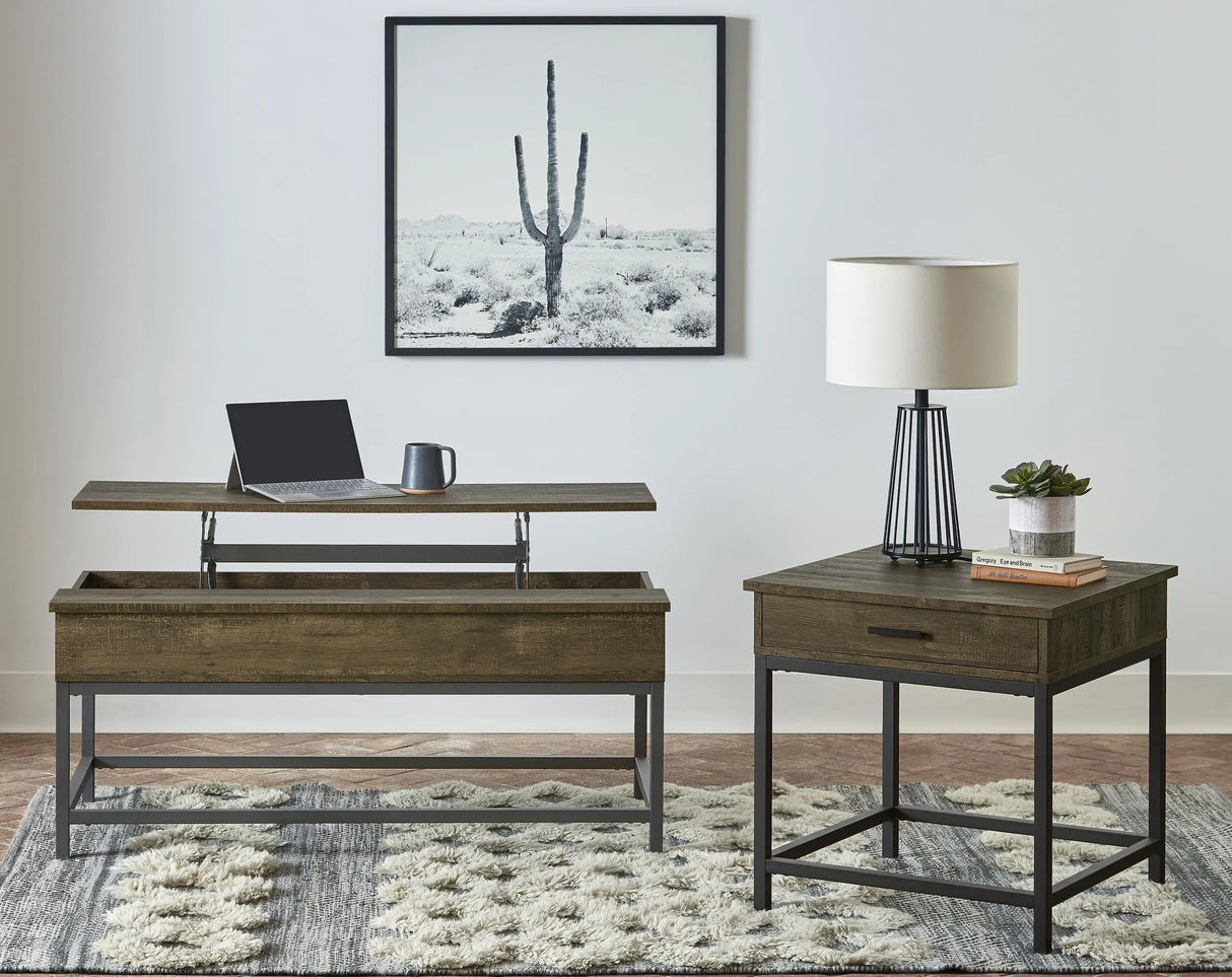 Byers Brown Oak 2-Piece Lift Top Coffee and End Table Set by Coaster at Eve Furniture