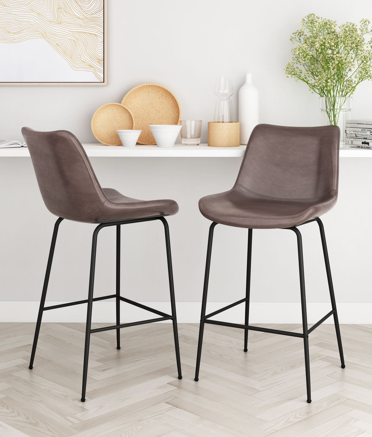 Byron Brown Counter Stool by Zuomod at Eve Furniture