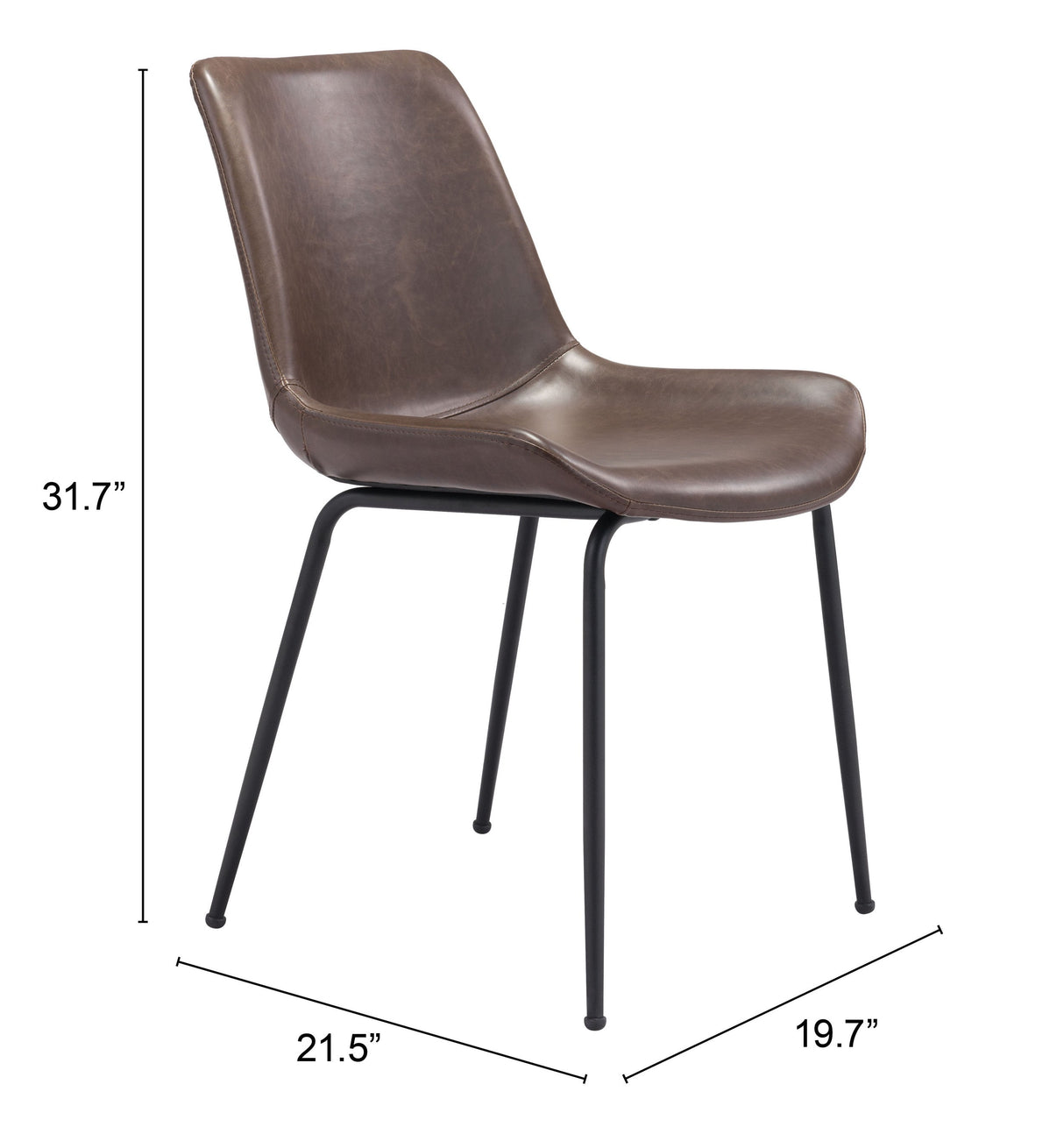 Byron Brown Dining Chair (Set of 2) by Zuomod at Eve Furniture