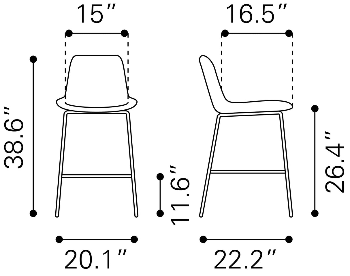 Byron White Counter Stool by Zuomod at Eve Furniture